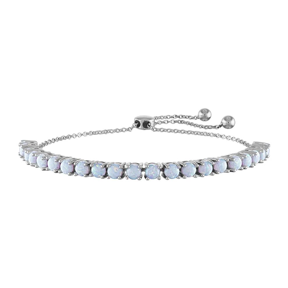 Lab Created Opal Bolo Bracelet in Sterling Silver  – Image 1 of 2