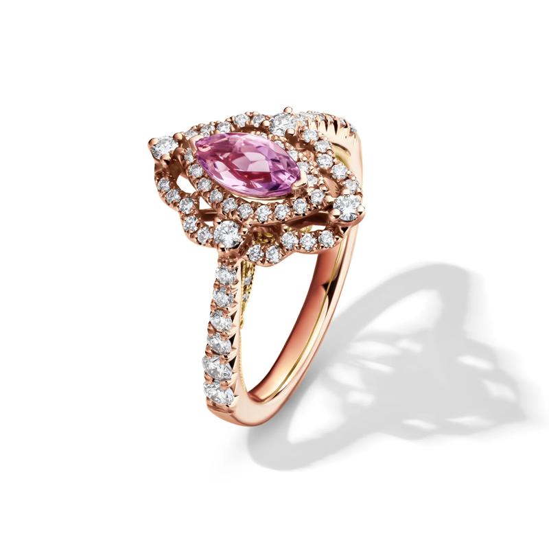 Margaux Rose de France Amethyst Engagement Ring with Diamonds in 14K Rose Gold &#40;3/4 ct. tw.&#41;  – Image 4 of 5