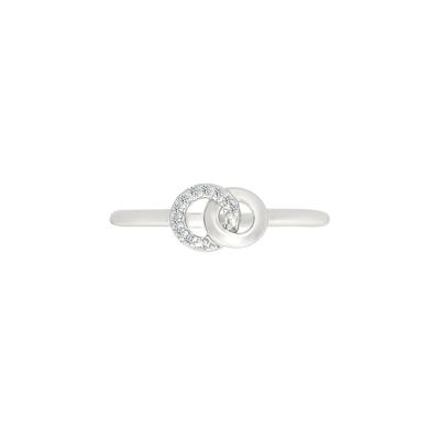 Diamond Accent Interlocking Circle Pinky Ring in Sterling Silver
