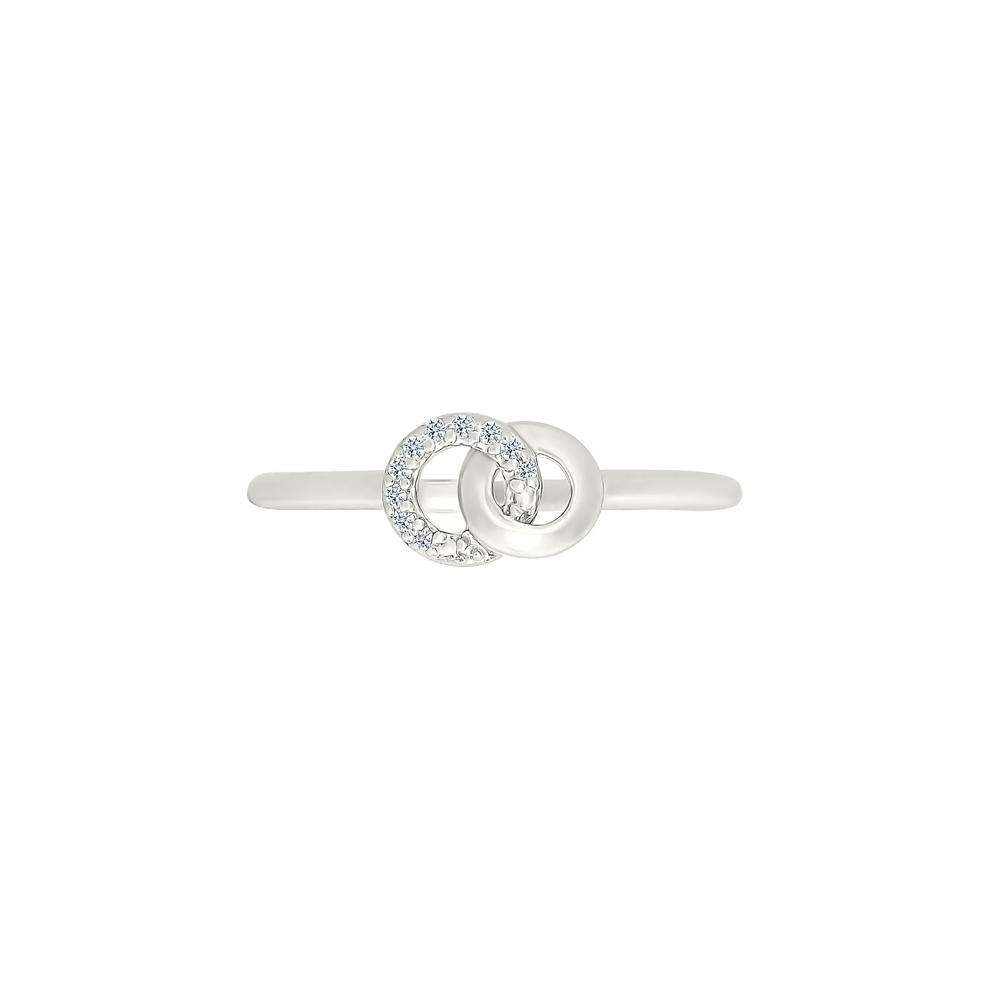 Diamond Accent Interlocking Circle Pinky Ring in Sterling Silver – Image 1 of 5