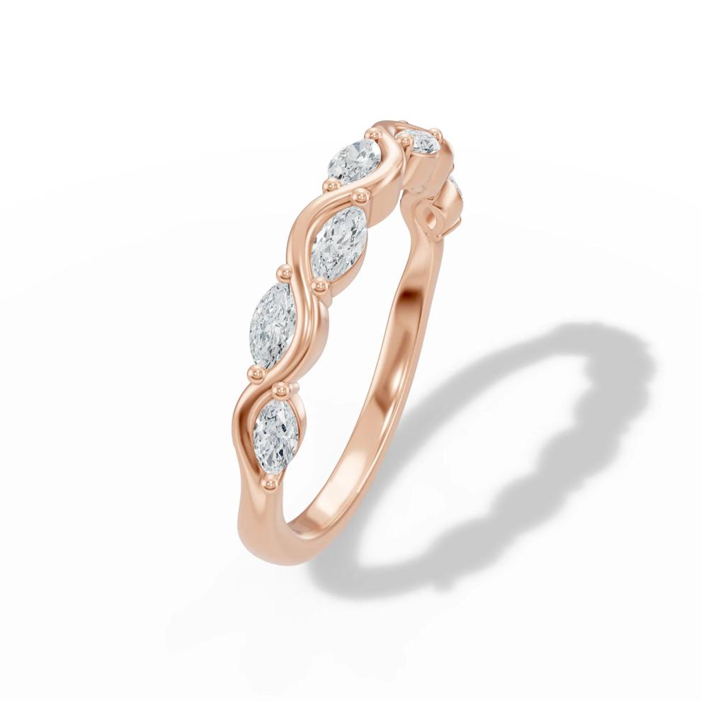 Lab Grown Diamond Marquise Wave Band in 14K Rose Gold (3/8 ct. tw.) – Image 4 of 4