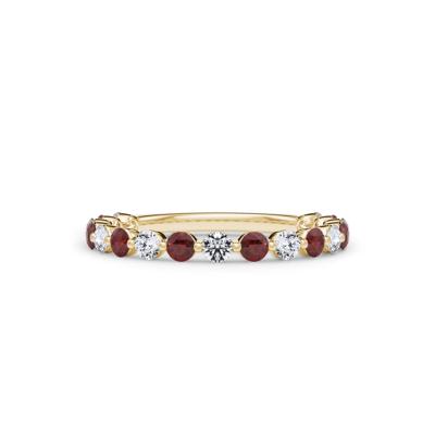 Lab Grown Diamond  & Lab-Created Ruby Half Eternity Anniversary Band in 14K Yellow Gold (1/3 ct. tw.)