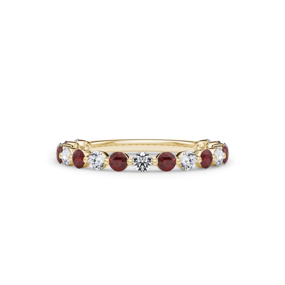 Lab Grown Diamond  &amp; Lab-Created Ruby Half Eternity Anniversary Band in 14K Yellow Gold (1/3 ct. tw.) – Image 1 of 4