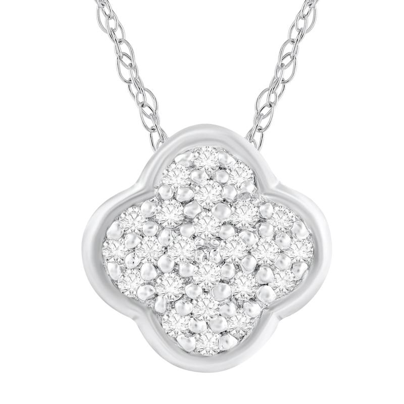 Diamond Accent Clover Pendant in 14K White Gold – Image 1 of 3