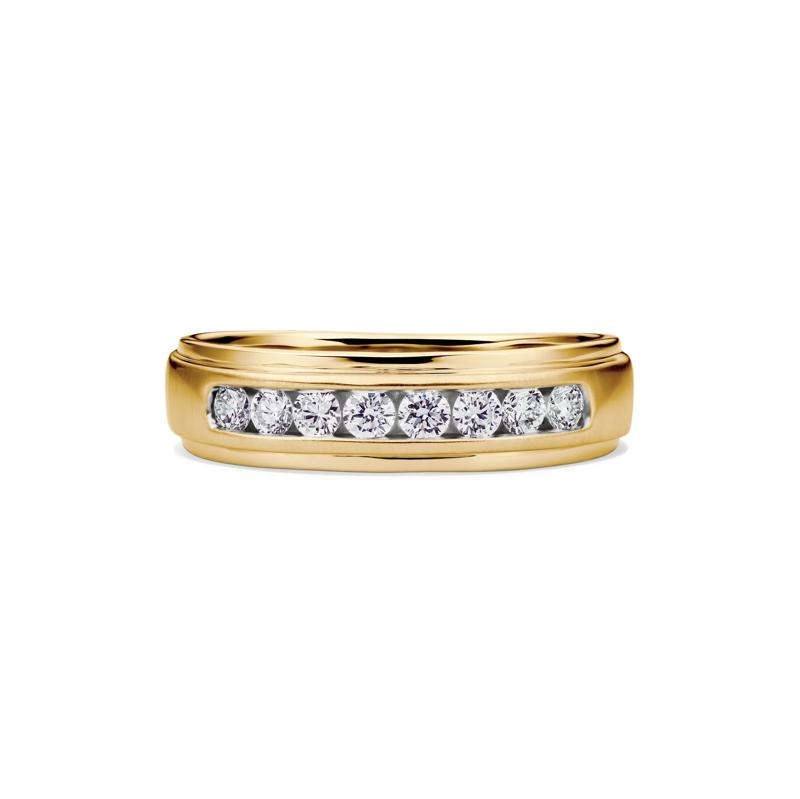 Men's Lab Grown Diamond Channel-Set Band in 10K Yellow Gold (1/2 ct. tw.) – Image 1 of 4