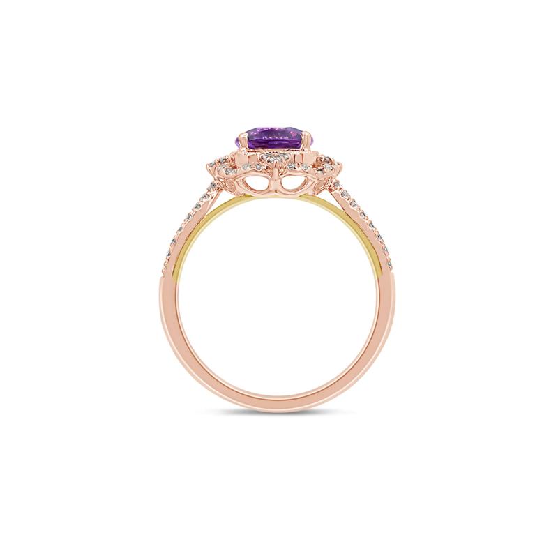 Sonia Amethyst &amp; Diamond Engagement Ring in 14K Rose Gold &#40;1/4 ct. tw.&#41; – Image 2 of 3