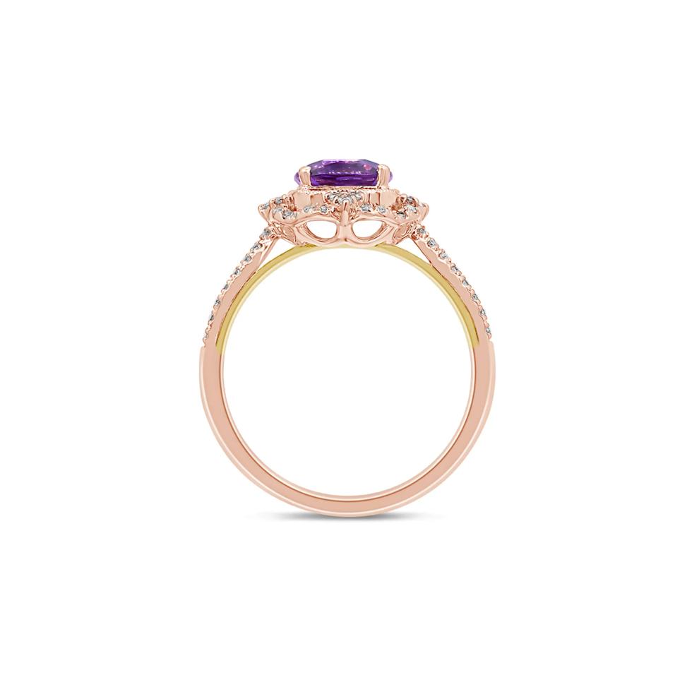 Sonia Amethyst &amp; Diamond Engagement Ring in 14K Rose Gold (1/4 ct. tw.) – Image 2 of 3