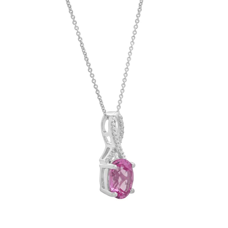 Lab-Created Pink Sapphire &amp; Diamond Accent Pendant &amp; Earrings Boxed Set in Sterling Silver – Image 6 of 6