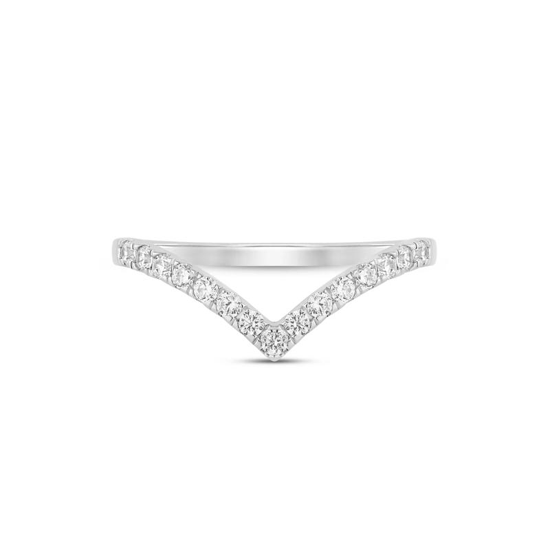 Lab Grown Diamond Chevron Contour Band in 14K White Gold &#40;1/3 ct. tw.&#41; – Image 1 of 3
