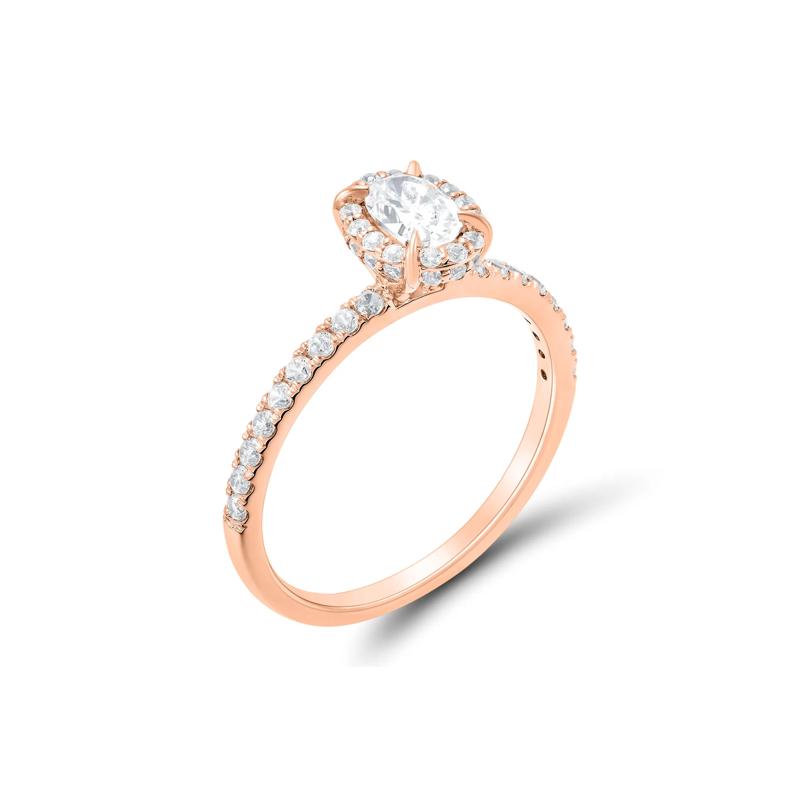 1 ct. tw. Diamond Oval-Shaped Engagement Set in 14K Rose Gold – Image 4 of 5