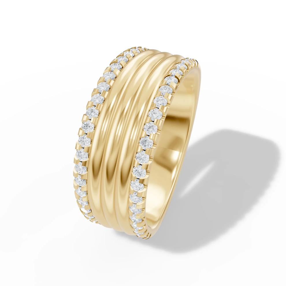 Lab Grown Diamonds Ribbed Multi-Row Band in 10K Yellow Gold (3/8 ct. tw.) – Image 4 of 4