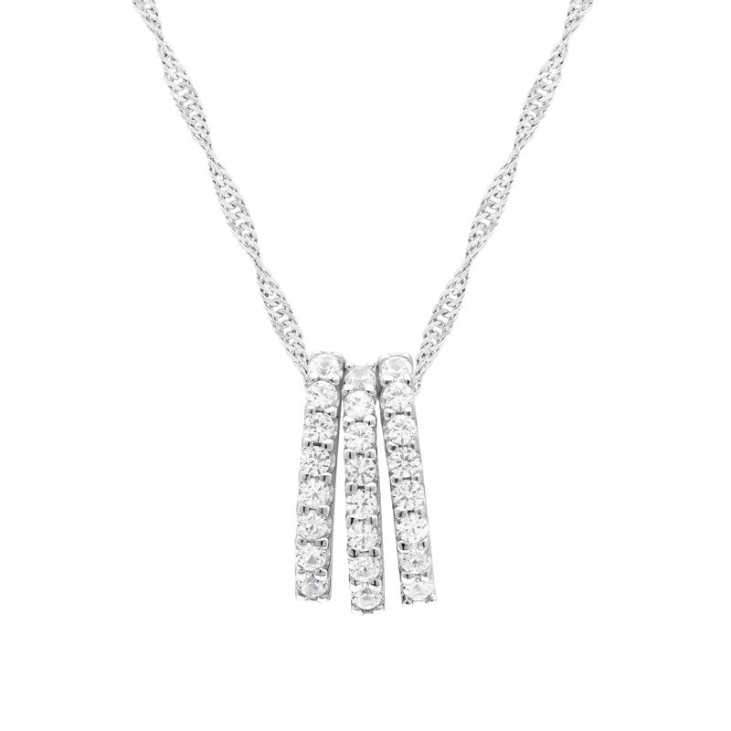 Diamond Three-Row Pendant in 10K White Gold (1/4 ct. tw.) – Image 1 of 3