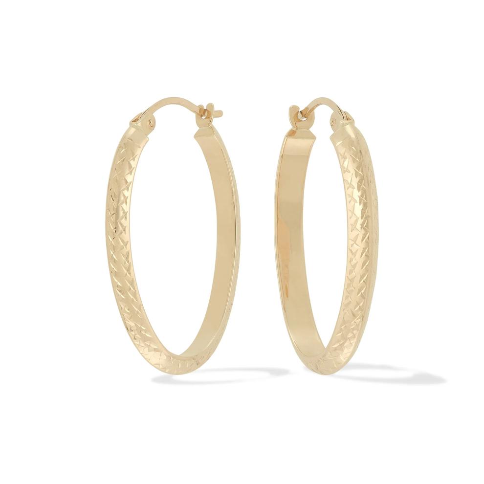 Knife Edge Tube Hoop Earrings in 14K Yellow Gold – Image 1 of 3
