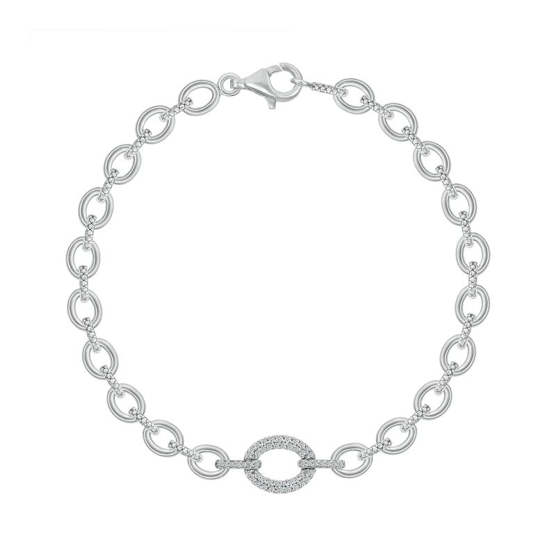 Diamond Link Bracelet in Sterling Silver (1/5 ct. tw.) – Image 1 of 2
