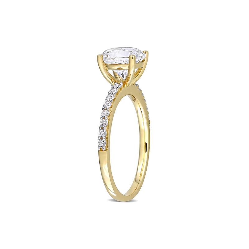 Lab Created White Sapphire Ring with Pav&eacute; Band in 10K Yellow Gold &#40;2 3/4 ct. tw.&#41; – Image 3 of 6