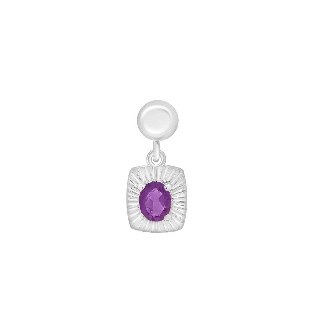 Amethyst Medallion Birthstone Bead Charm in Sterling Silver – Image 1 of 3
