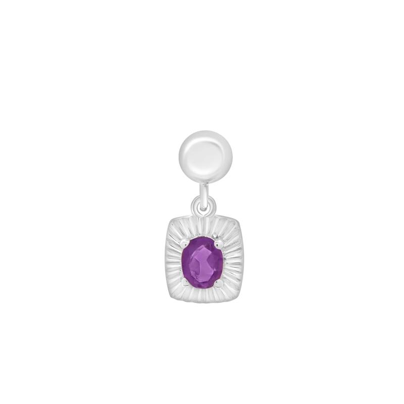 Amethyst Medallion Birthstone Bead Charm in Sterling Silver – Image 1 of 3