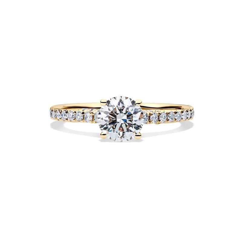 Honour Round Lab Grown Diamond Engagement Ring in 18K Yellow Gold &#40;1 1/3 ct. tw.&#41; – Image 1 of 4