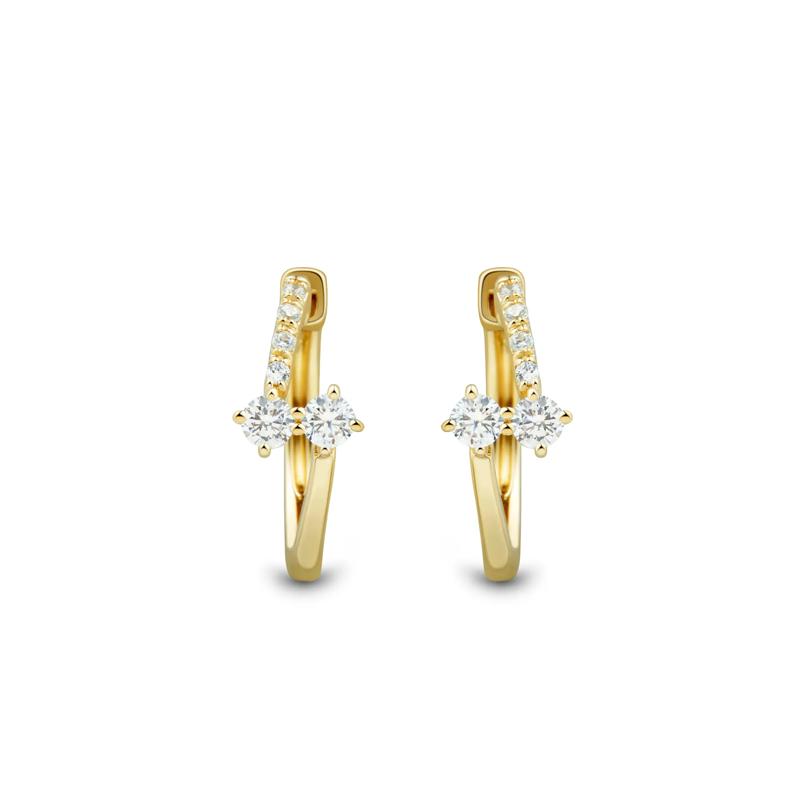 Lab Grown Diamond Bypass Huggie Hoop Earrings in 10K Yellow Gold &#40;1/4 ct. tw.&#41; – Image 2 of 2