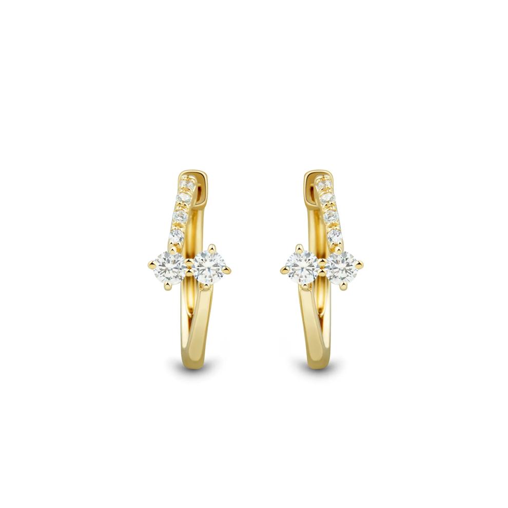 Lab Grown Diamond Bypass Huggie Hoop Earrings in 10K Yellow Gold (1/4 ct. tw.) – Image 2 of 2