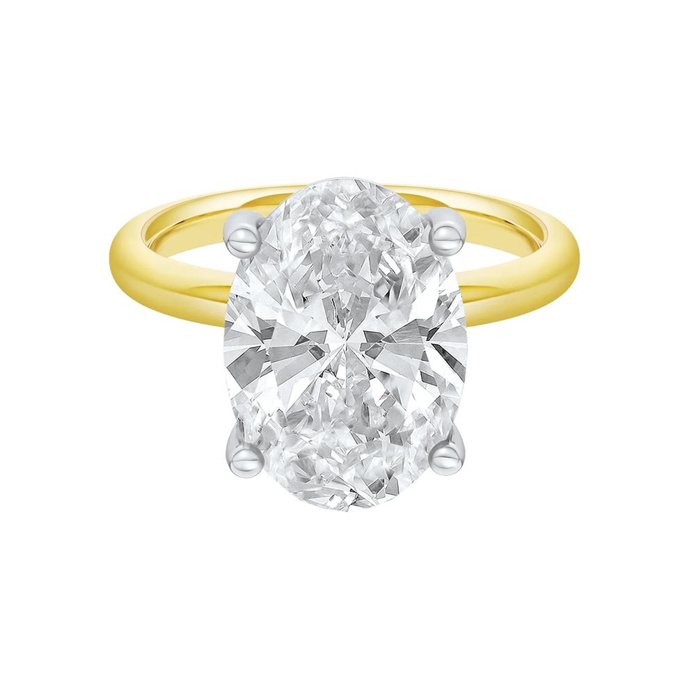Lab Grown Diamond Oval Solitaire Engagement Ring in 14K Yellow &amp; White Gold (6 ct. tw.) – Image 1 of 4