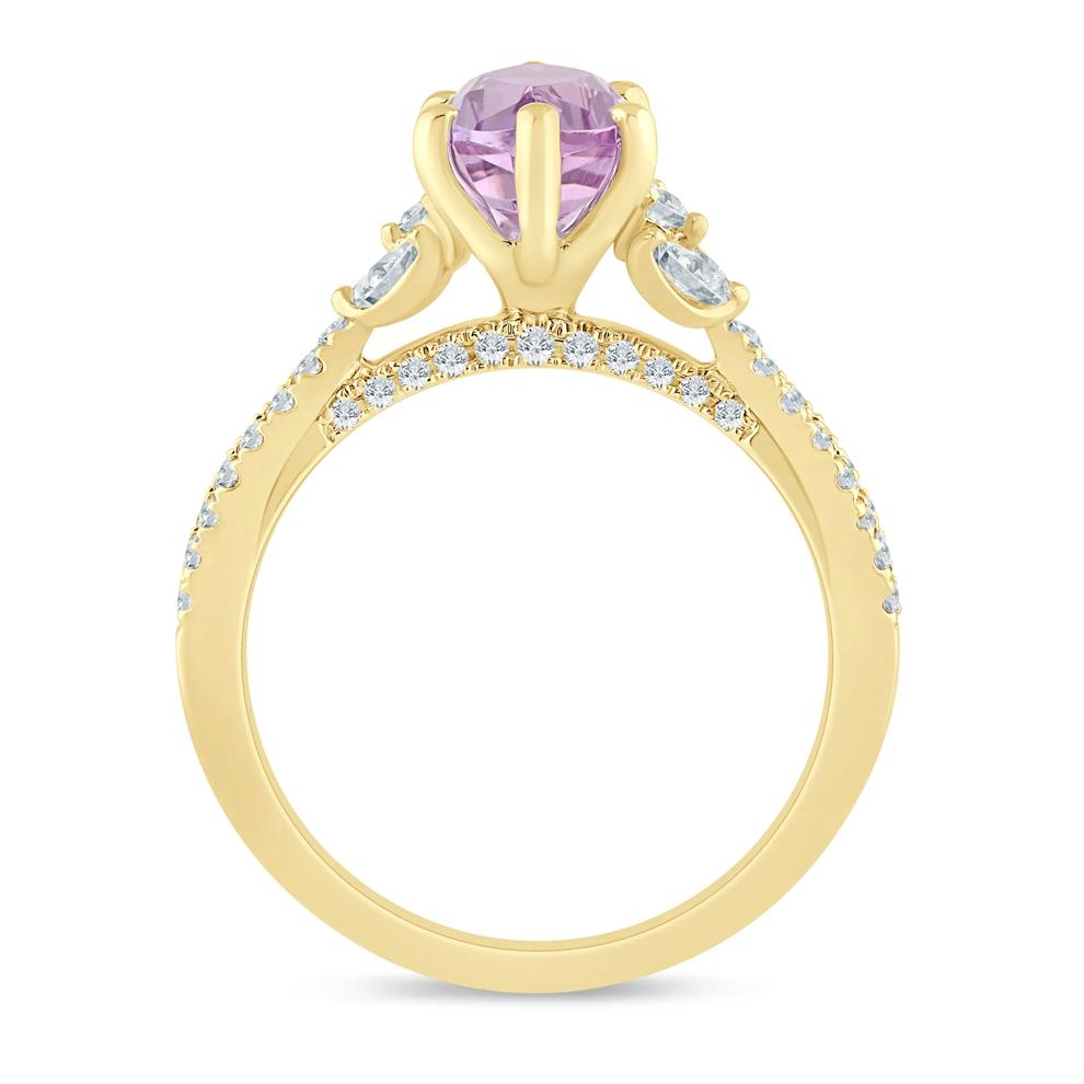 Heidi Pink Amethyst &amp; Lab Grown Diamond Engagement Ring in 14K Yellow Gold (1/2 ct. tw.) – Image 2 of 3