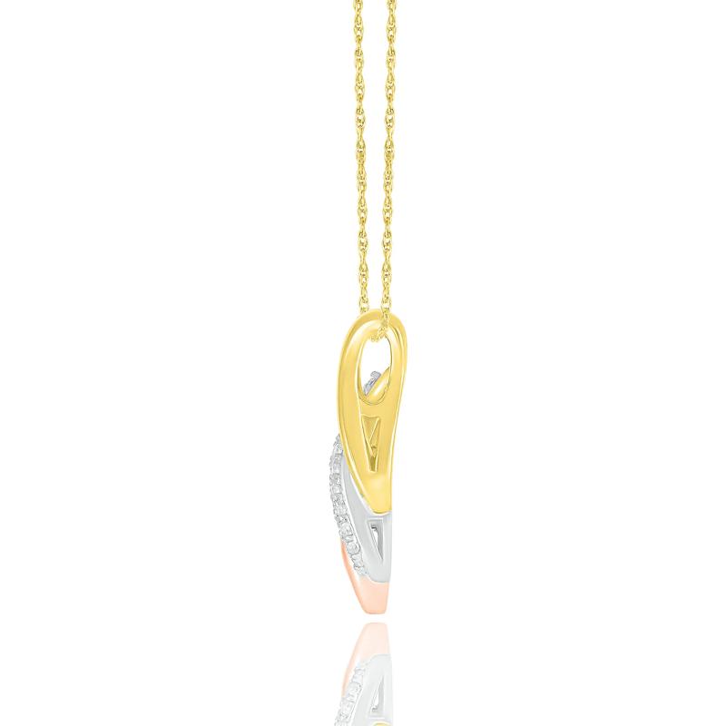 Diamond Swirl Pendant in Tri-Tone 10K Gold &#40;1/7 ct. tw.&#41; – Image 2 of 3