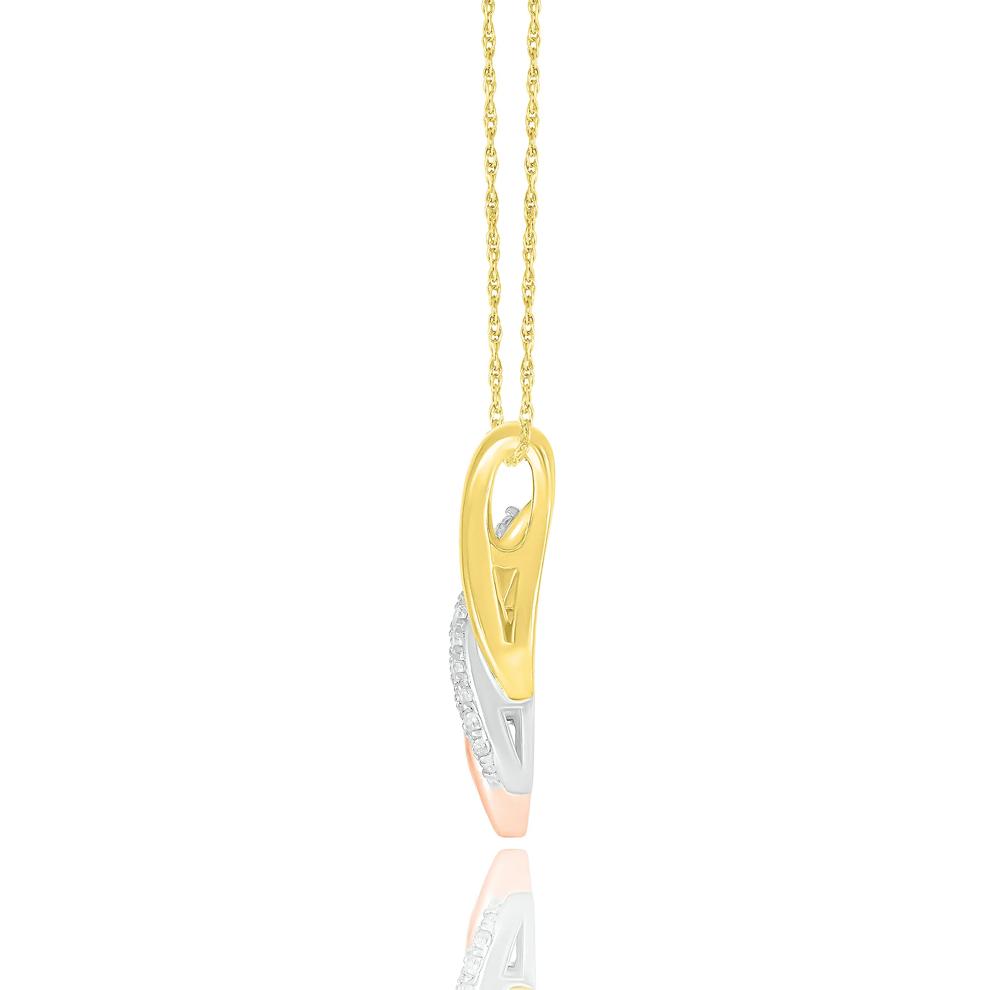 Diamond Swirl Pendant in Tri-Tone 10K Gold (1/7 ct. tw.) – Image 2 of 3