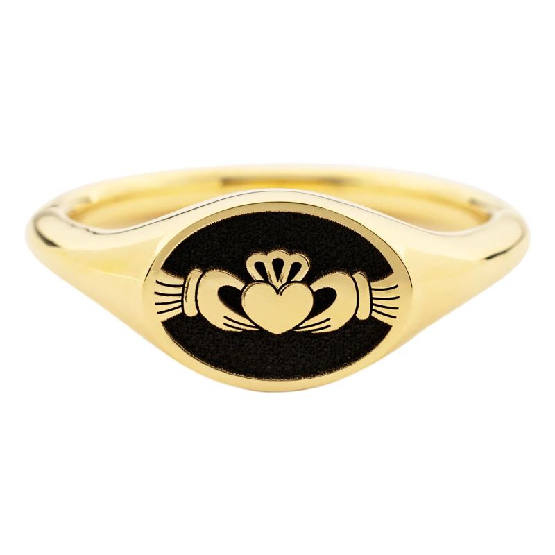 Claddagh Signet Ring in 14K Yellow Gold – Image 1 of 3