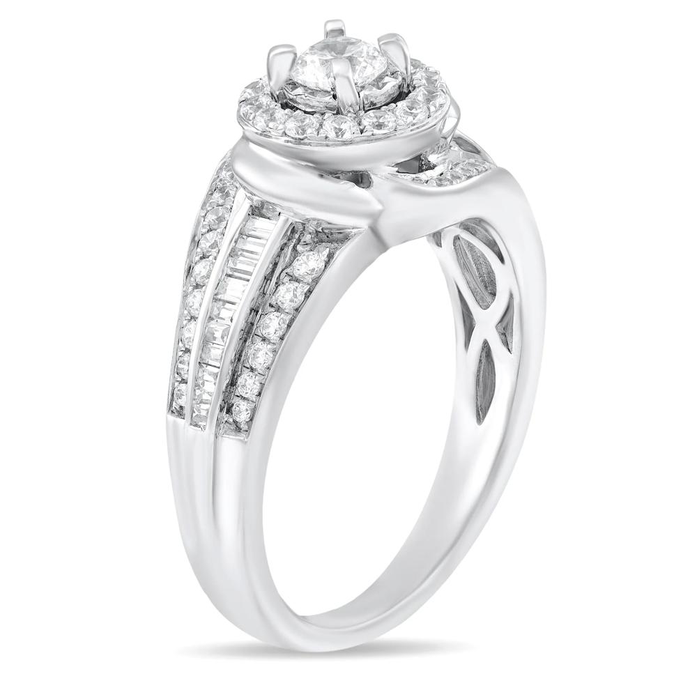 Diamond Round Halo Multi-Row Engagement Ring in 14K White Gold (3/4 ct. tw.) – Image 2 of 3