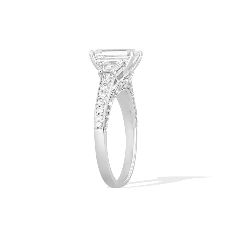 Lab Grown Diamond Emerald-Cut Center Engagement Ring in 14K White Gold (3 ct. tw.) – Image 3 of 4