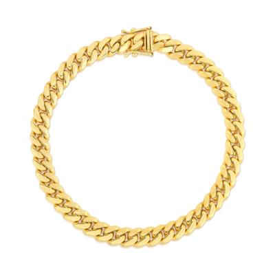 Solid Miami Cuban Curb Link Bracelet in 14K Yellow Gold, 8.5"