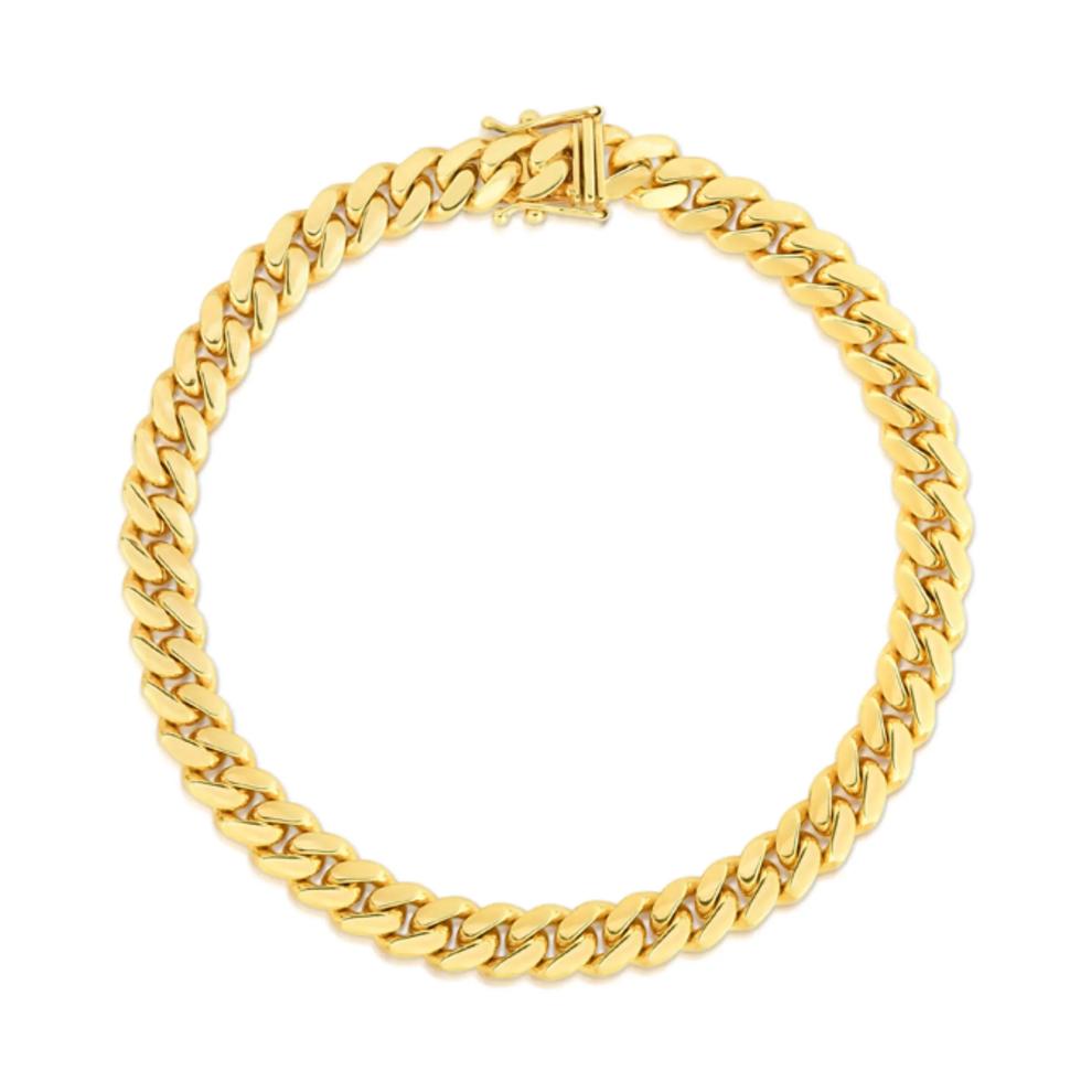 Solid Miami Cuban Curb Link Bracelet in 14K Yellow Gold, 8.5" – Image 1 of 3
