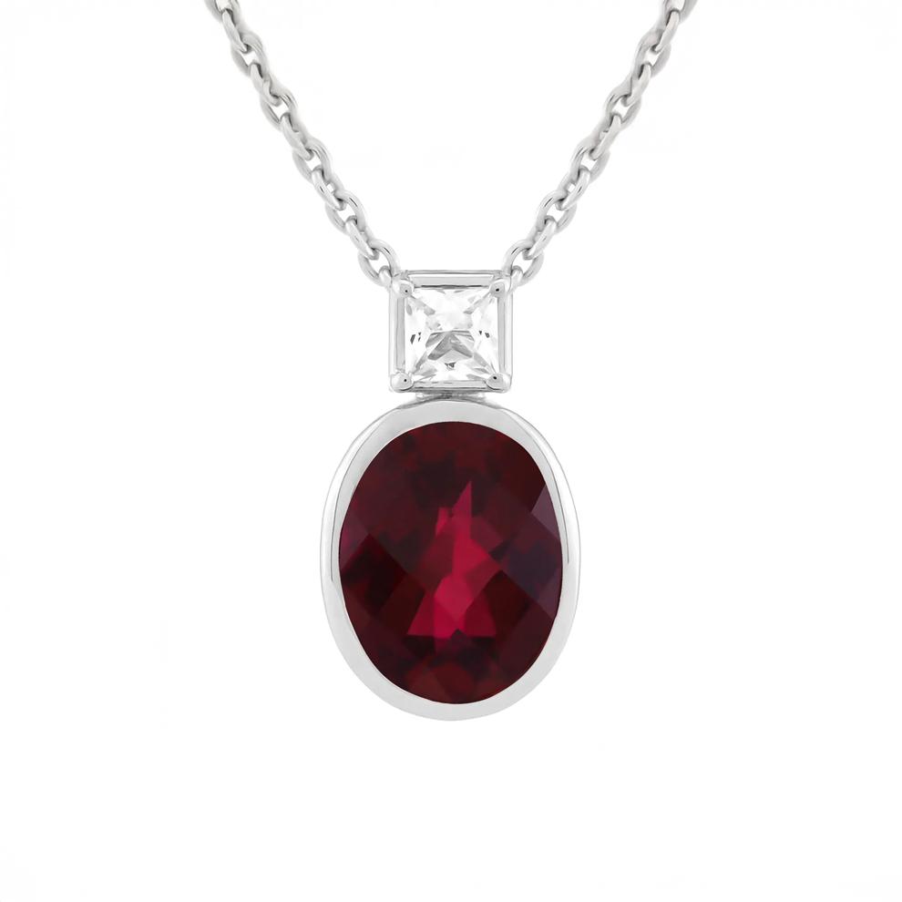 Lab-Created Ruby &amp; Lab-Created White Sapphire Pendant Necklace in Sterling Silver – Image 1 of 3