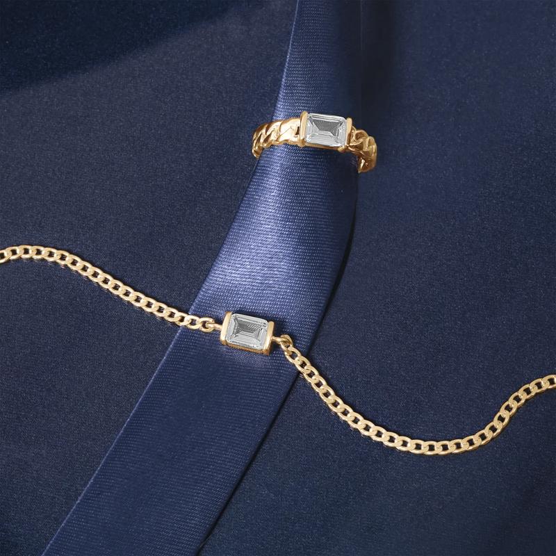 Lab-Created White Sapphire Cuban Link Bracelet in Vermeil – Image 2 of 2