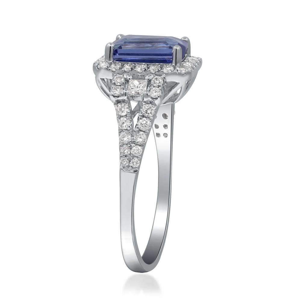 Limited Edition Emerald-Cut Tanzanite &amp; Diamond Ring in 14K White Gold (1/2 ct. tw.) – Image 3 of 4