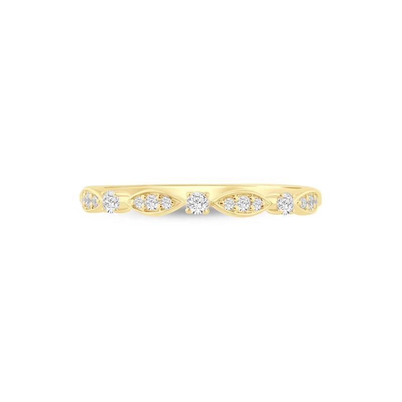 Stacking Ring with Scalloped Band in 10K Yellow Gold &#40;1/8 ct. tw.&#41; – Image 1 of 3