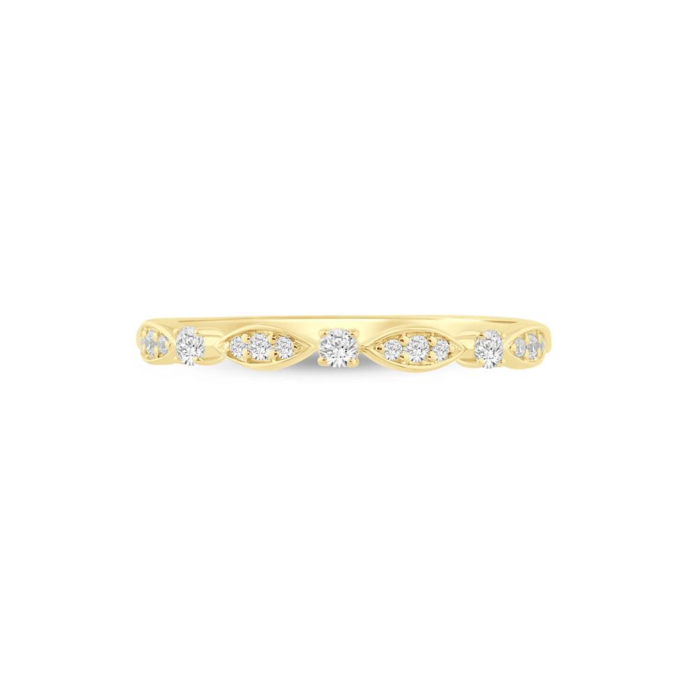Stacking Ring with Scalloped Band in 10K Yellow Gold (1/8 ct. tw.) – Image 1 of 3