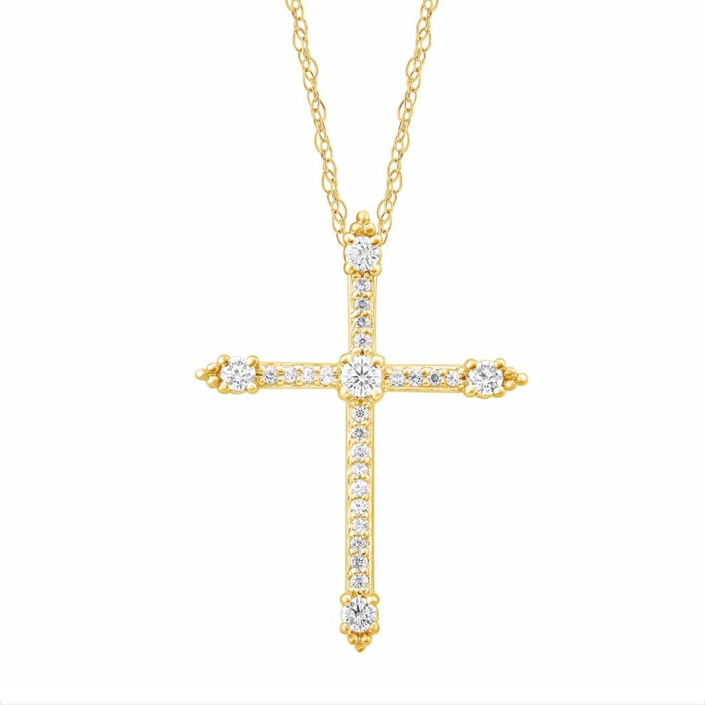 Diamond Cross Pendant in 14K Yellow Gold (1/4 ct. tw.) – Image 1 of 3