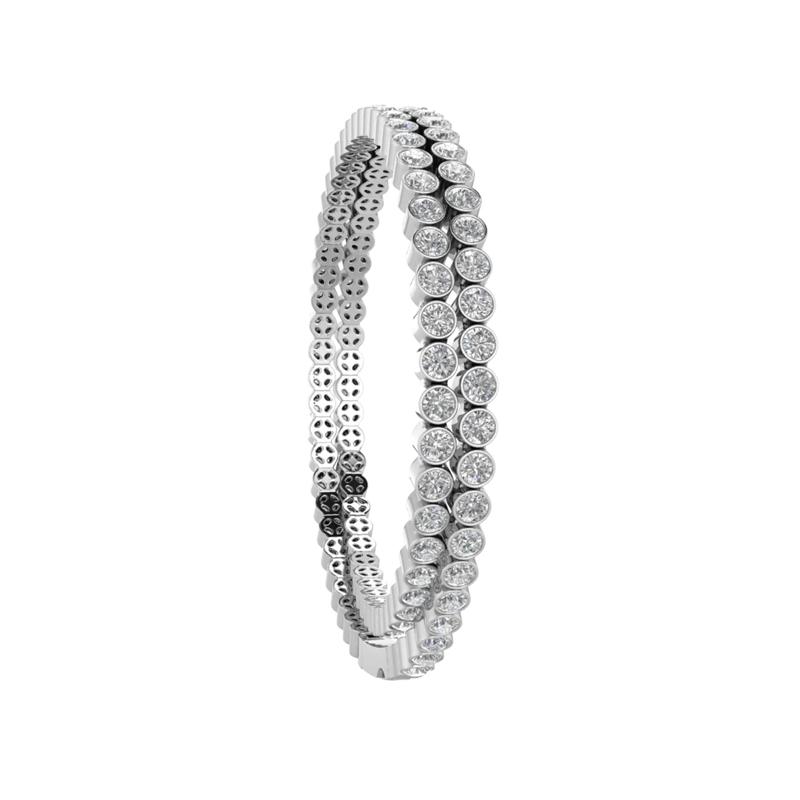 Lab Grown Diamond Double Row Bezel-Set Crossover Bracelet in 14K White Gold &#40;8 ct. tw.&#41; – Image 3 of 3