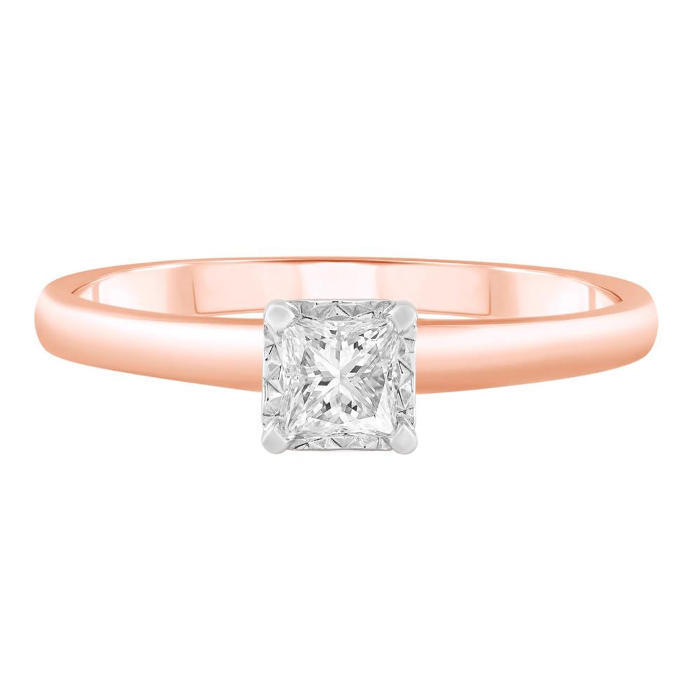 Princess-Cut Diamond Solitaire Promise Ring in 14K Rose &amp; White Gold (1/4 ct.) – Image 1 of 3