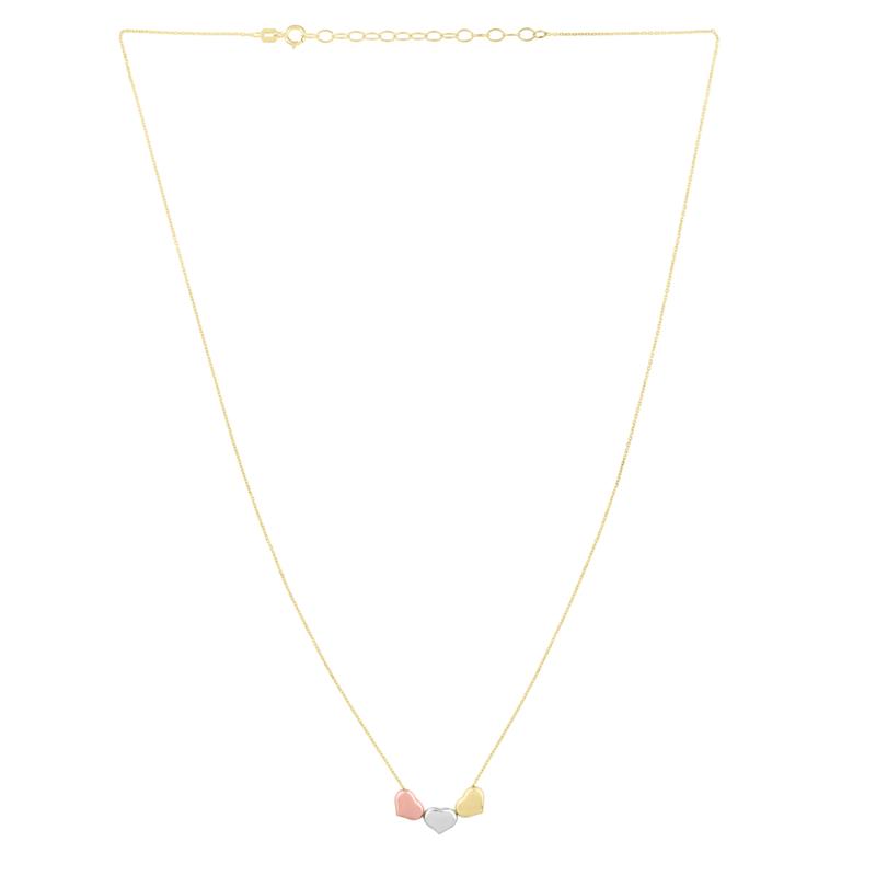 Tri-Color Heart Pendant in 14K Yellow, White and Rose Gold – Image 2 of 4