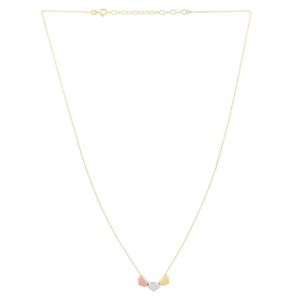 Tri-Color Heart Pendant in 14K Yellow, White and Rose Gold – Image 2 of 4