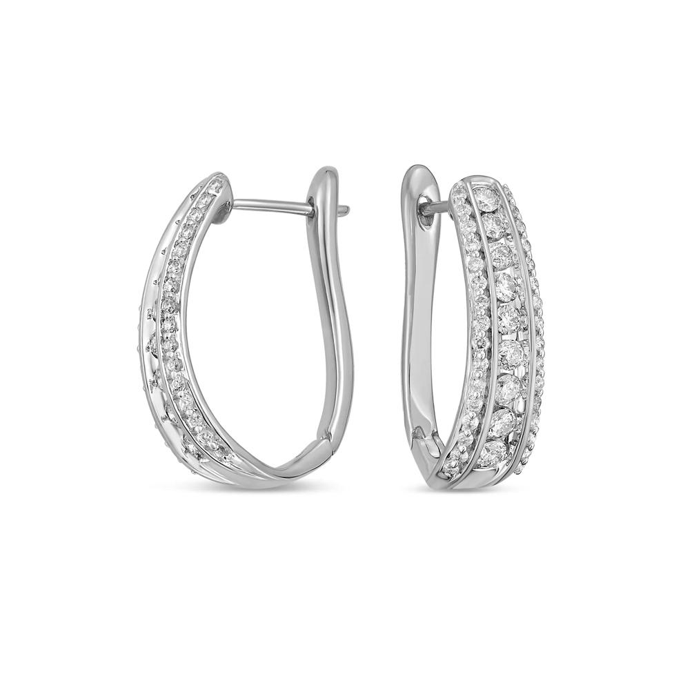 Diamond Multi-Row Hoop Earrings in 10K White Gold (1 ct. tw.) – Image 1 of 2