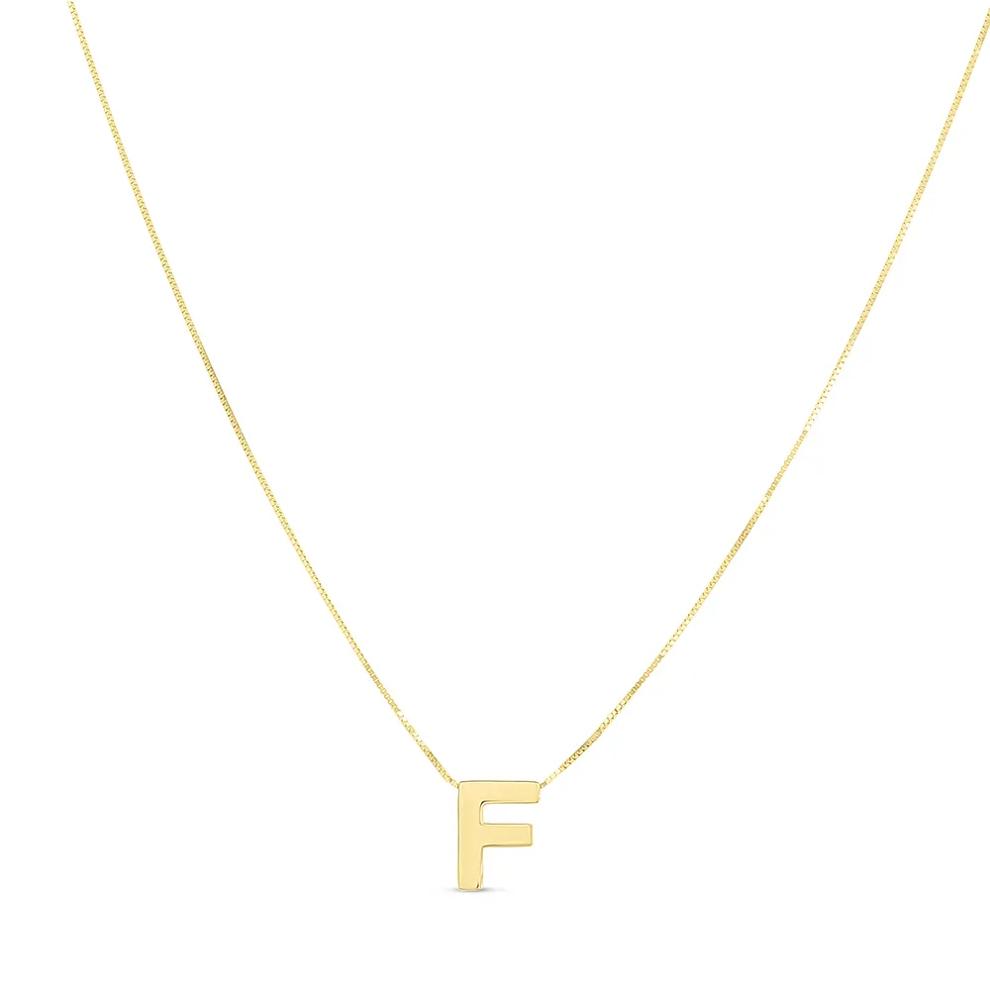"F" Initial Necklace in 14K Yellow Gold – Image 1 of 2