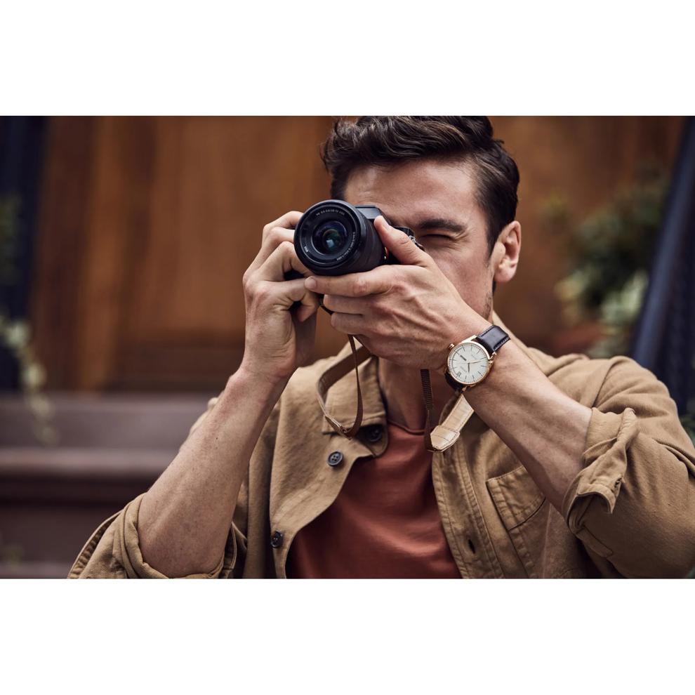 Men's Classic Watch in Brown Leather and Rose Gold-Tone Stainless Steel, 42MM – Image 4 of 4