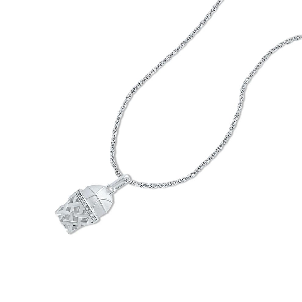 Men's Diamond Basketball &amp; Net Pendant Necklace in Sterling Silver – Image 4 of 4