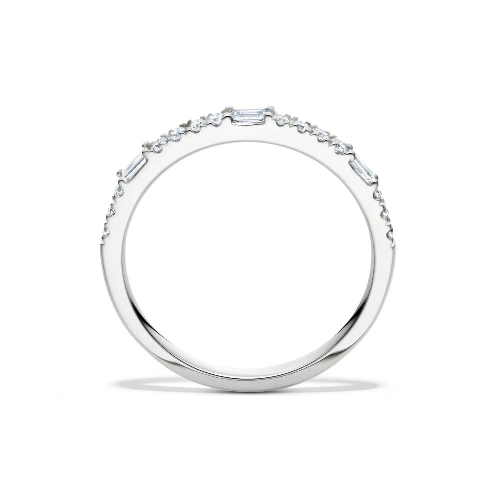 Lab Grown Diamond Round &amp; Baguette Stack Band in 10K White Gold (1/5 ct. t.w) – Image 2 of 4