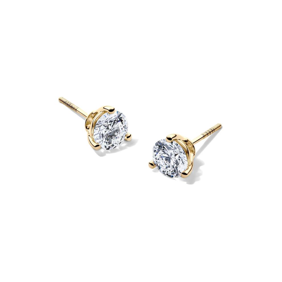 Lab Grown Diamond Round Martini Stud Earrings in 14K Yellow Gold (1 1/2 ct. tw.) – Image 1 of 3