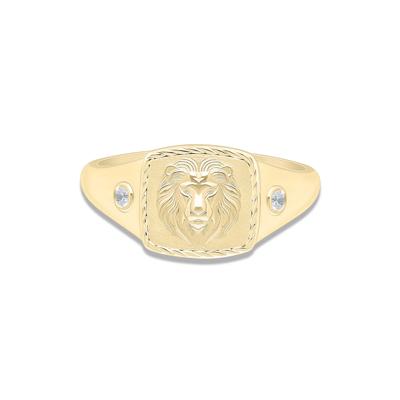 Men's Diamond Accent Lion's Head Ring in 10K Yellow Gold